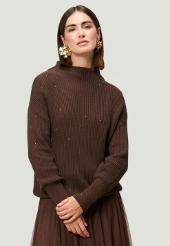 Strickpullover mit Pailletten brownbrown
