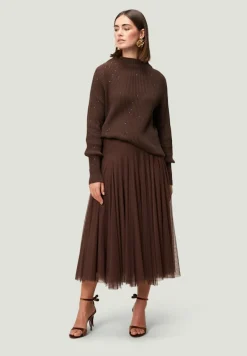 Strickpullover mit Pailletten brownbrown