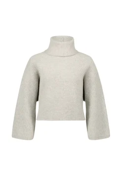 Strickpullover mit Rollkragen beige melange