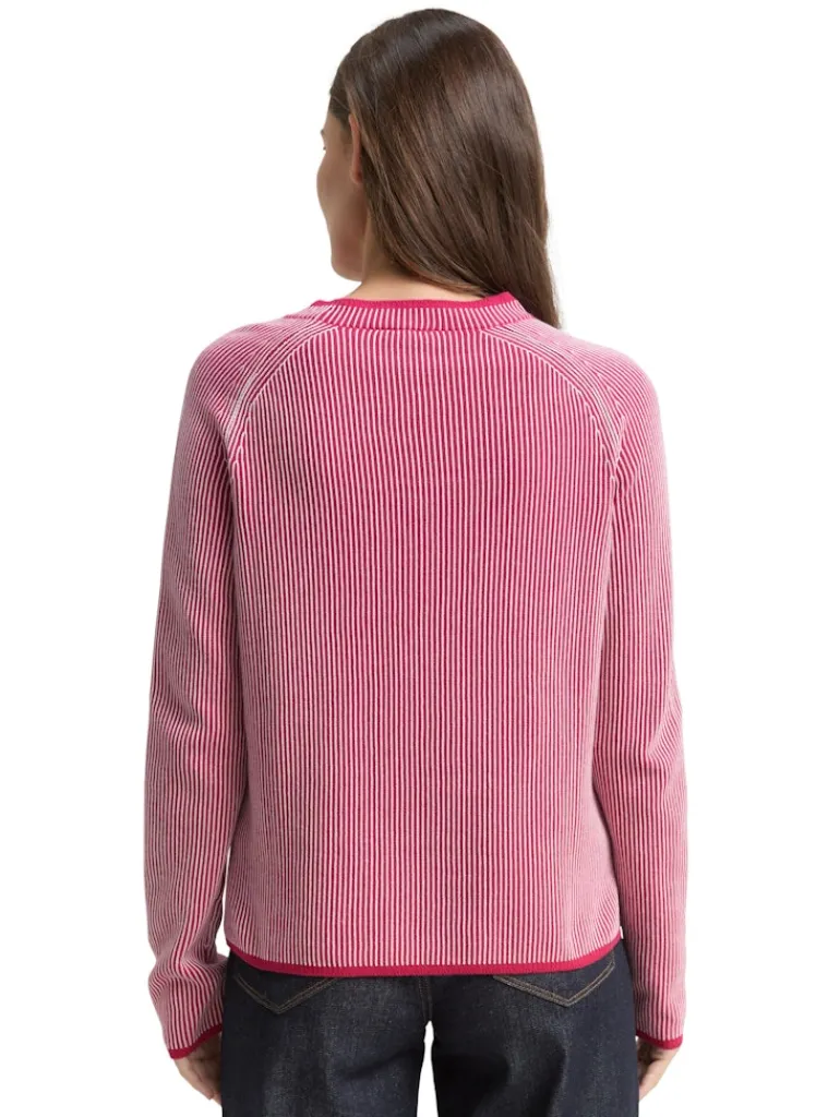 Strickpullover mit Rundhalsausschnitt pink plaited knit
