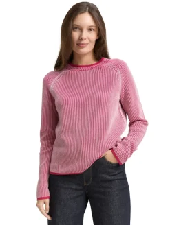 Strickpullover mit Rundhalsausschnitt pink plaited knit