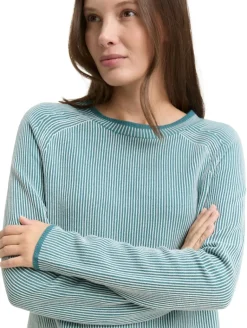 Strickpullover mit Rundhalsausschnitt teal plaited knit