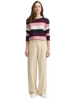 Strickpullover mit Rundhalsausschnitt big rose knit stripe