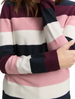 Strickpullover mit Rundhalsausschnitt big rose knit stripe