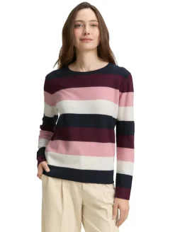 Strickpullover mit Rundhalsausschnitt big rose knit stripe
