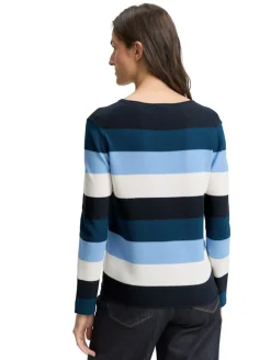 Strickpullover mit Rundhalsausschnitt big teal knit stripe