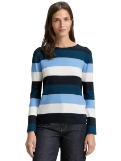 Strickpullover mit Rundhalsausschnitt big teal knit stripe