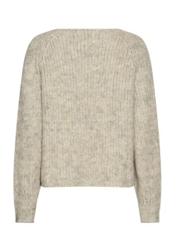 Strickpullover mit Rundhalsausschnitt light grey melange