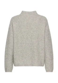 Strickpullover mit Stehkragen grey melange
