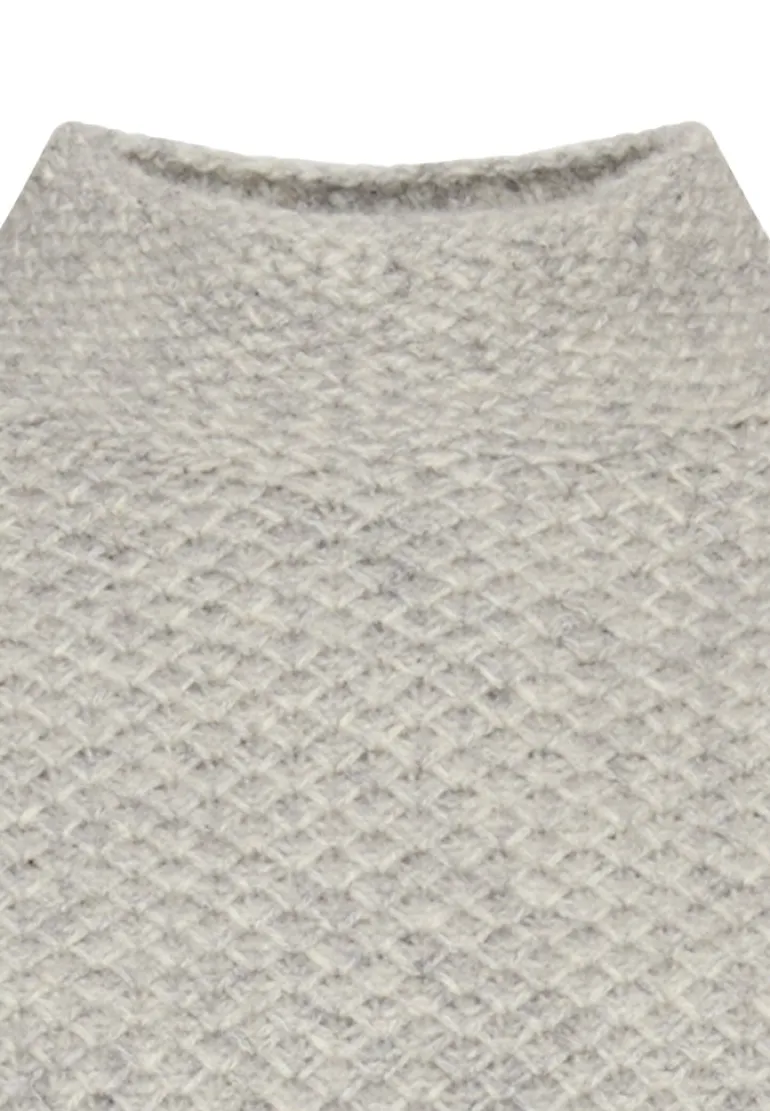 Strickpullover mit Stehkragen grey melange
