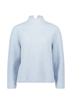 Strickpullover mit Stehkragen light blue melange