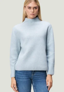 Strickpullover mit Stehkragen light blue melange