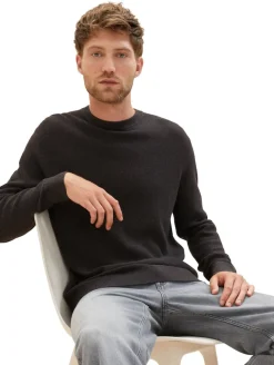 Strickpullover mit Struktur black grey melange