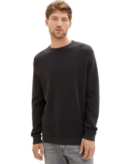 Strickpullover mit Struktur black grey melange