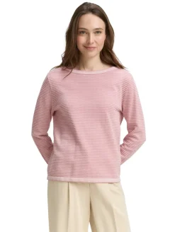 Strickpullover mit U-Boot-Ausschnitt rose bubble knit stripe