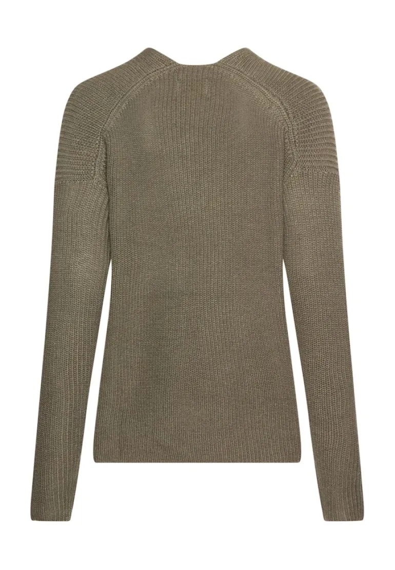 Strickpullover mit V-Ausschnitt shadow khaki