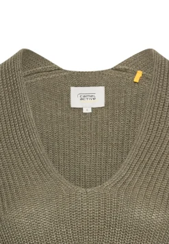 Strickpullover mit V-Ausschnitt shadow khaki