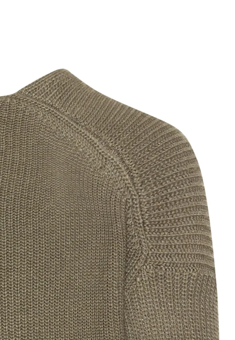 Strickpullover mit V-Ausschnitt shadow khaki