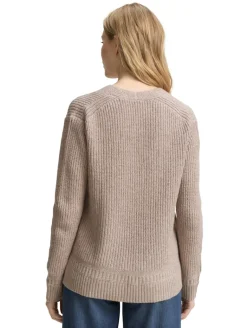 Strickpullover mit V-Ausschnitt soft taupe melange