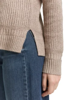 Strickpullover mit V-Ausschnitt soft taupe melange