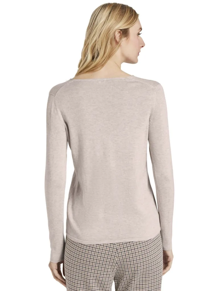 Strickpullover mit V-Ausschnitt desert sand melange