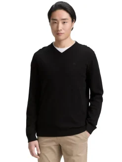 Strickpullover mit V-Ausschnitt black