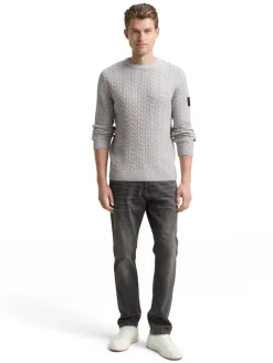 Strickpullover mit Zopfmuster grey offwhite plated