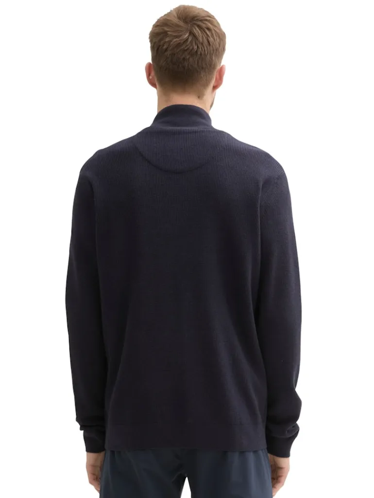 Strukturierter Strick Troyer knitted navy melange