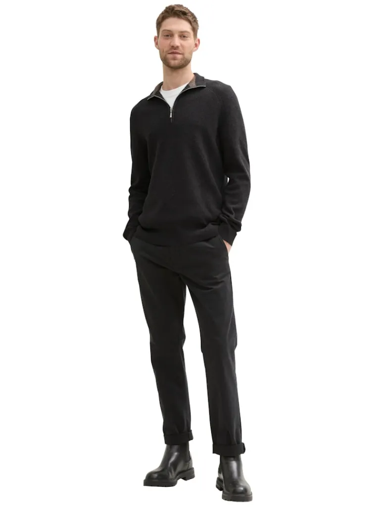 Strukturierter Strick Troyer black grey melange