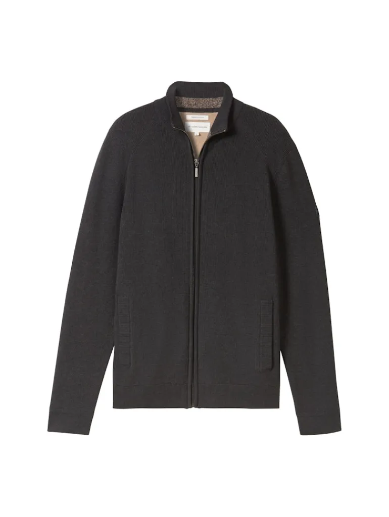 Strukturierte Strickjacke black grey melange