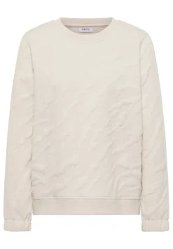 Strukturmuster Sweatshirt light beige