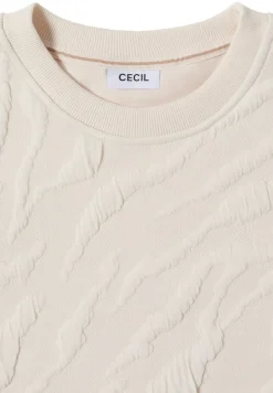 Strukturmuster Sweatshirt light beige