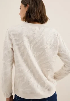 Strukturmuster Sweatshirt light beige