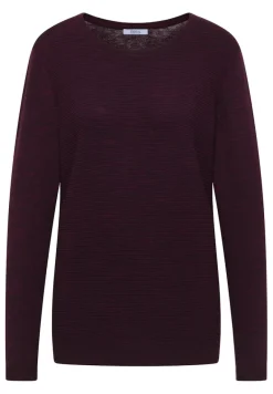 Strukturpullover eggplant red heather melange