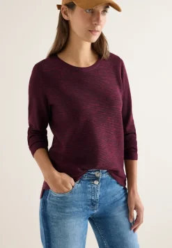 Strukturpullover eggplant red heather melange