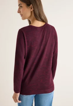 Strukturpullover eggplant red heather melange