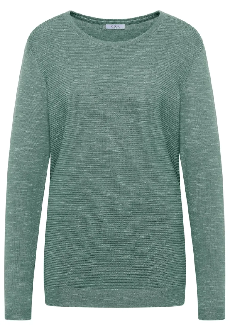 Strukturpullover smoky green heather melange