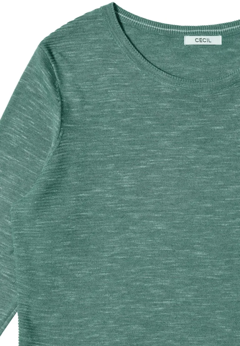 Strukturpullover smoky green heather melange