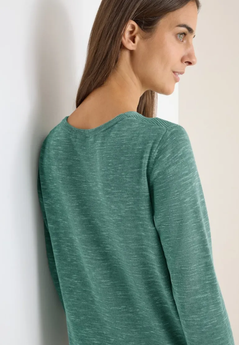 Strukturpullover smoky green heather melange