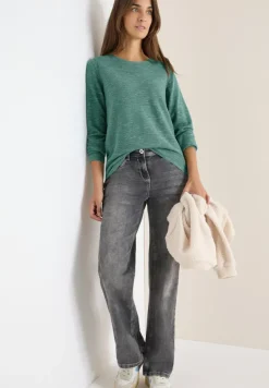 Strukturpullover smoky green heather melange