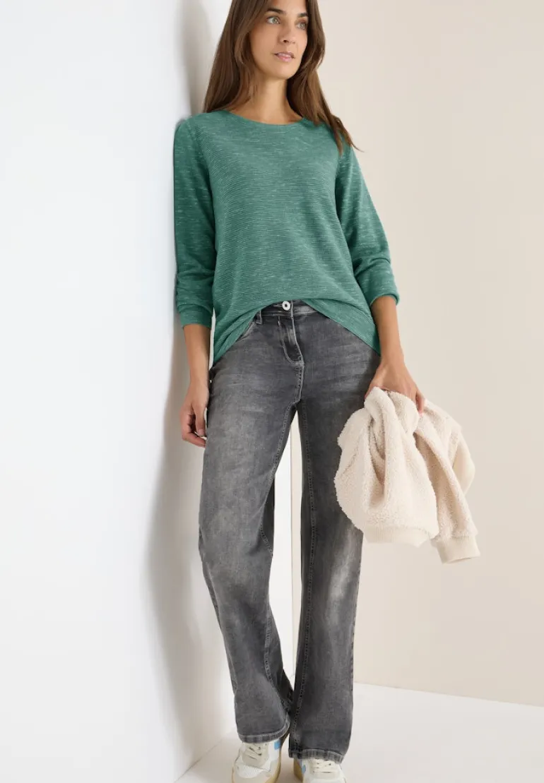 Strukturpullover smoky green heather melange