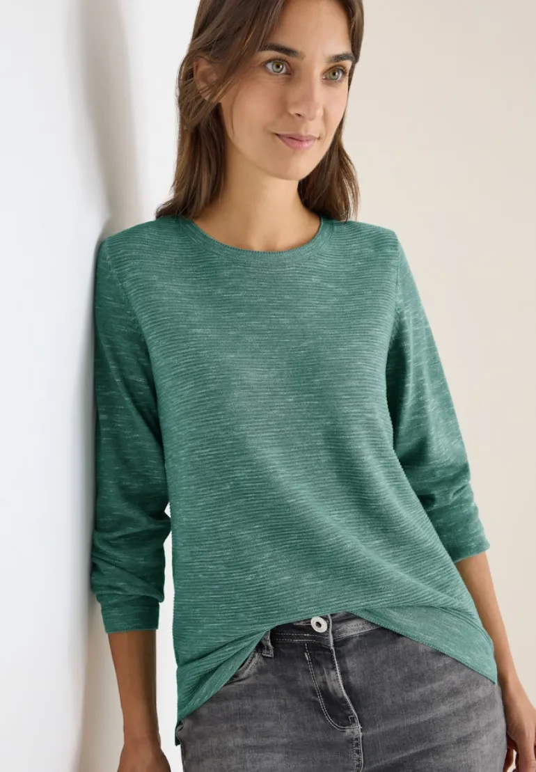 Strukturpullover smoky green heather melange