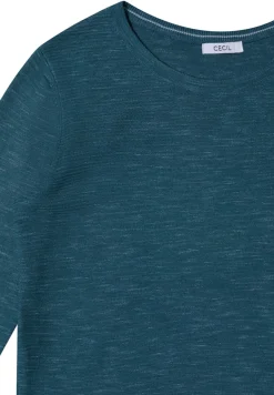Strukturpullover teal blue heather melange