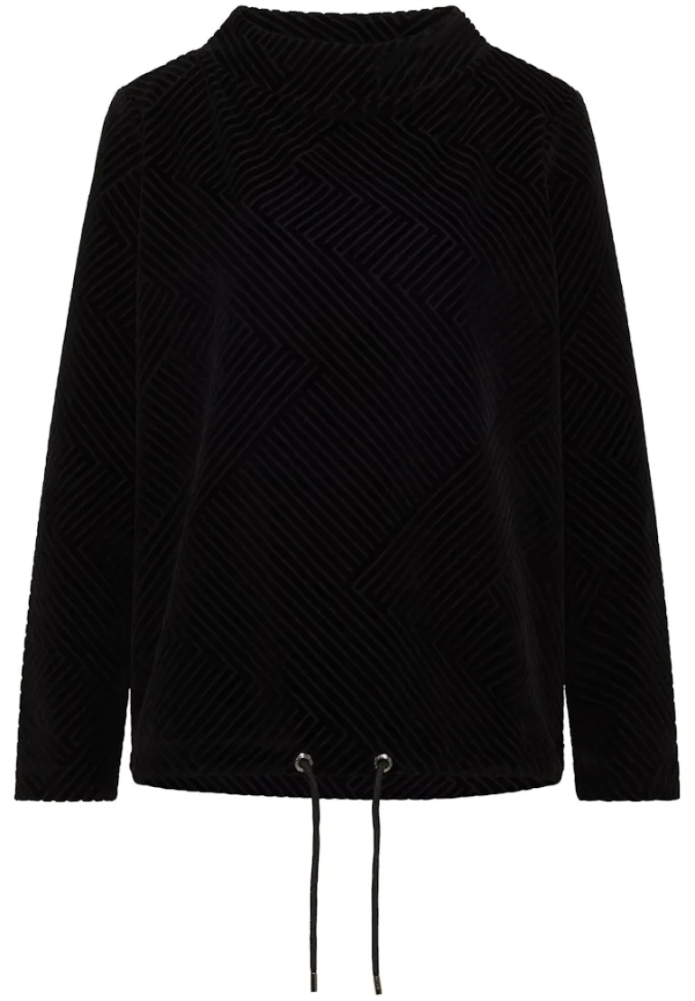 Strukturshirt mit Funnelneck black