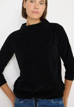 Strukturshirt mit Funnelneck black