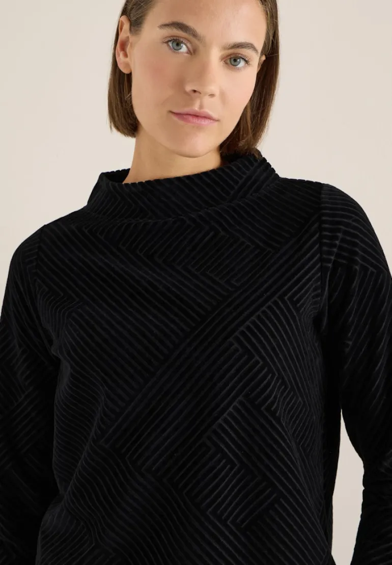 Strukturshirt mit Funnelneck black