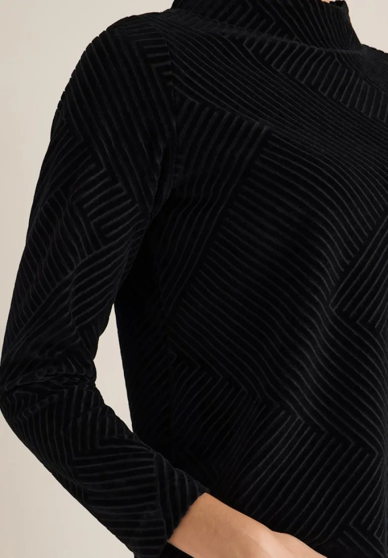 Strukturshirt mit Funnelneck black