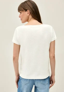 Struktushirt in Unifarbe vanilla white
