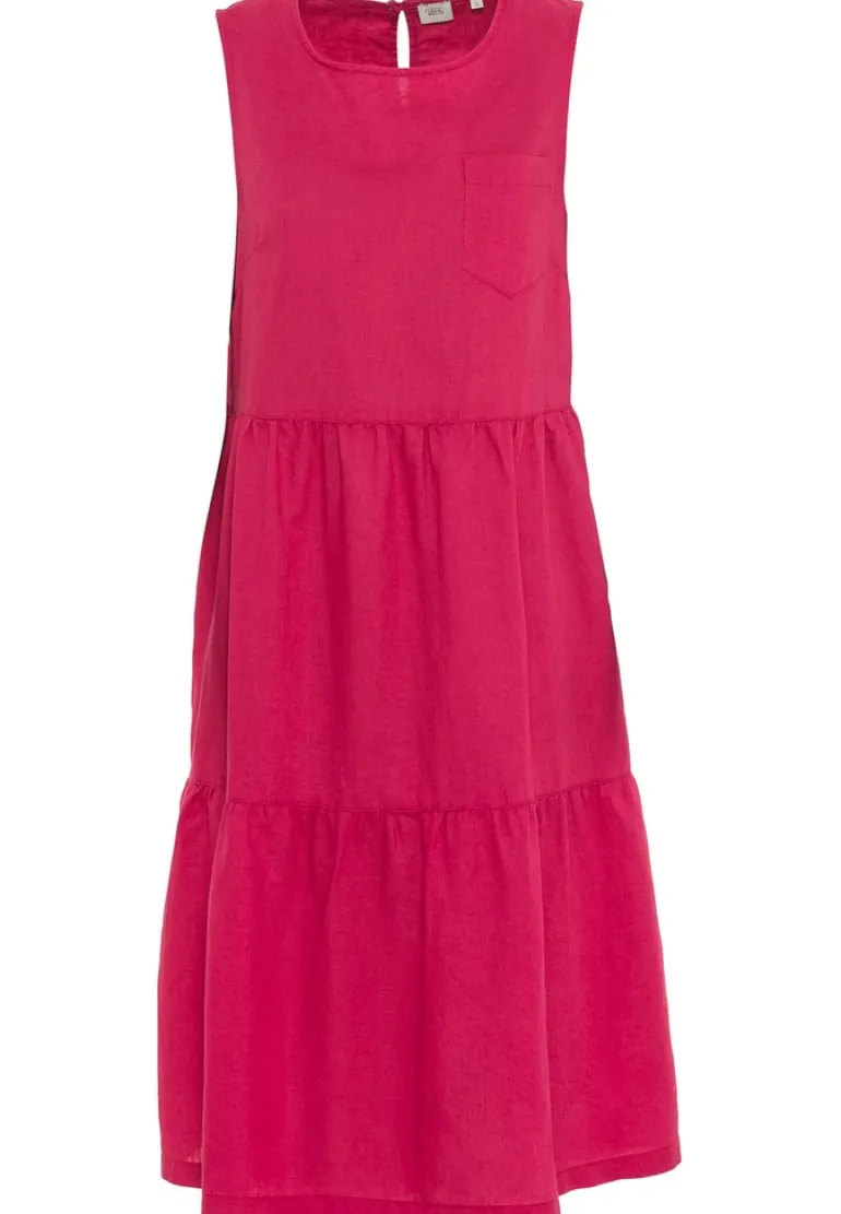 Stufenkleid aus Leinenmix piony red