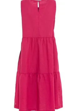 Stufenkleid aus Leinenmix piony red